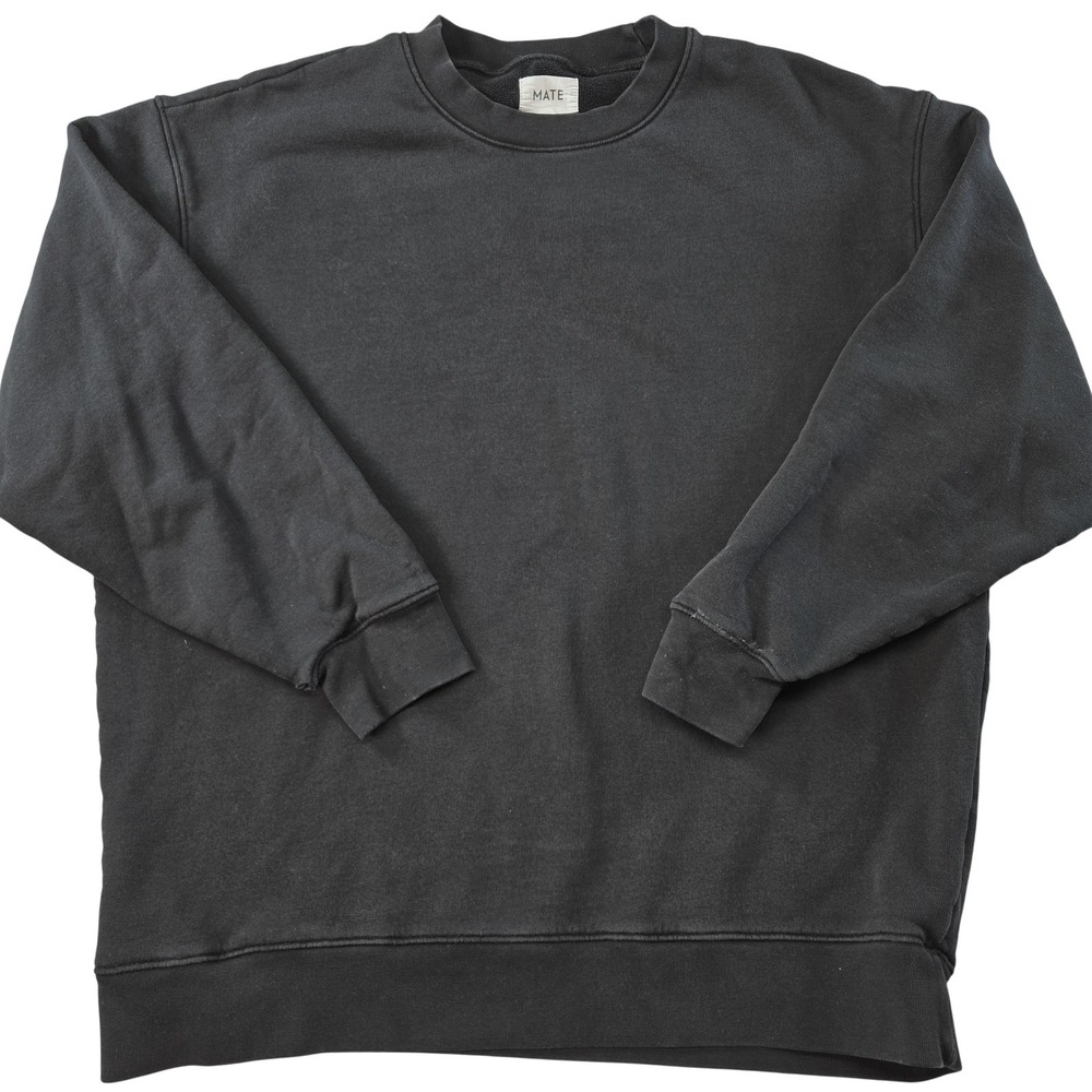 MATE Sweatshirt Mens S Black Pullover Lined Heavyweight Fleece Crewneck Solid